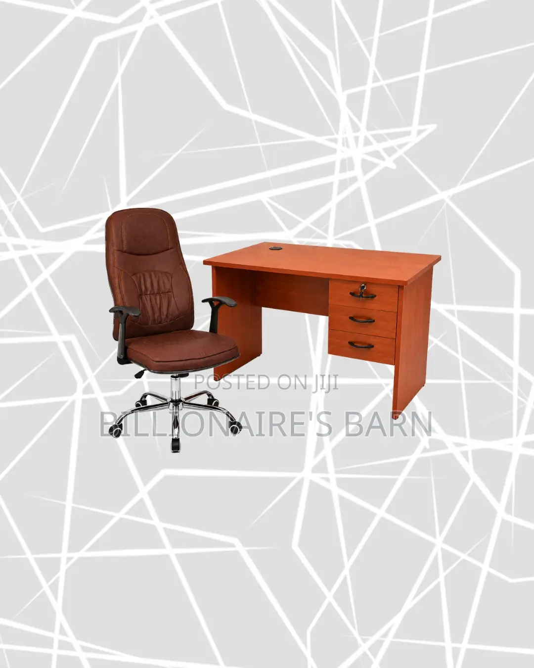Practical 1m Desk and Brown Executive Leather Chair for Focused Work