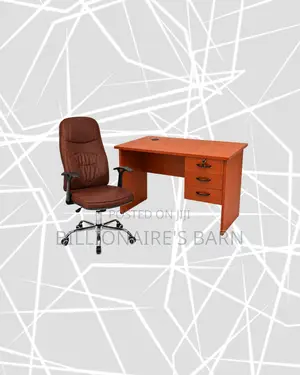 Practical 1m Desk and Brown Executive Leather Chair for Focused Work