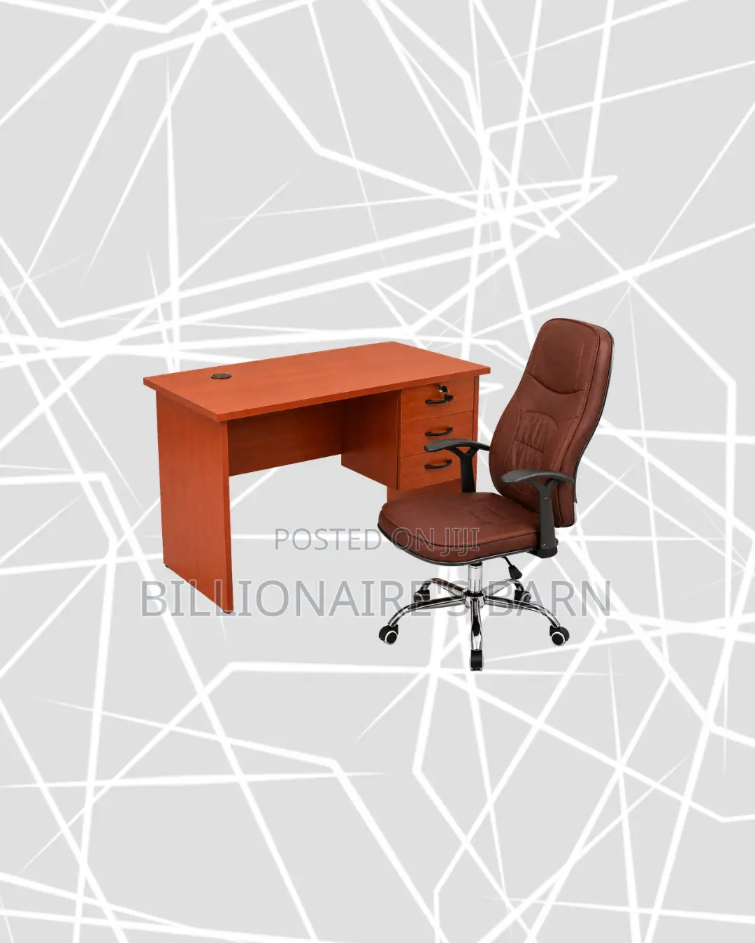 Practical 1m Desk and Brown Executive Leather Chair for Focused Work