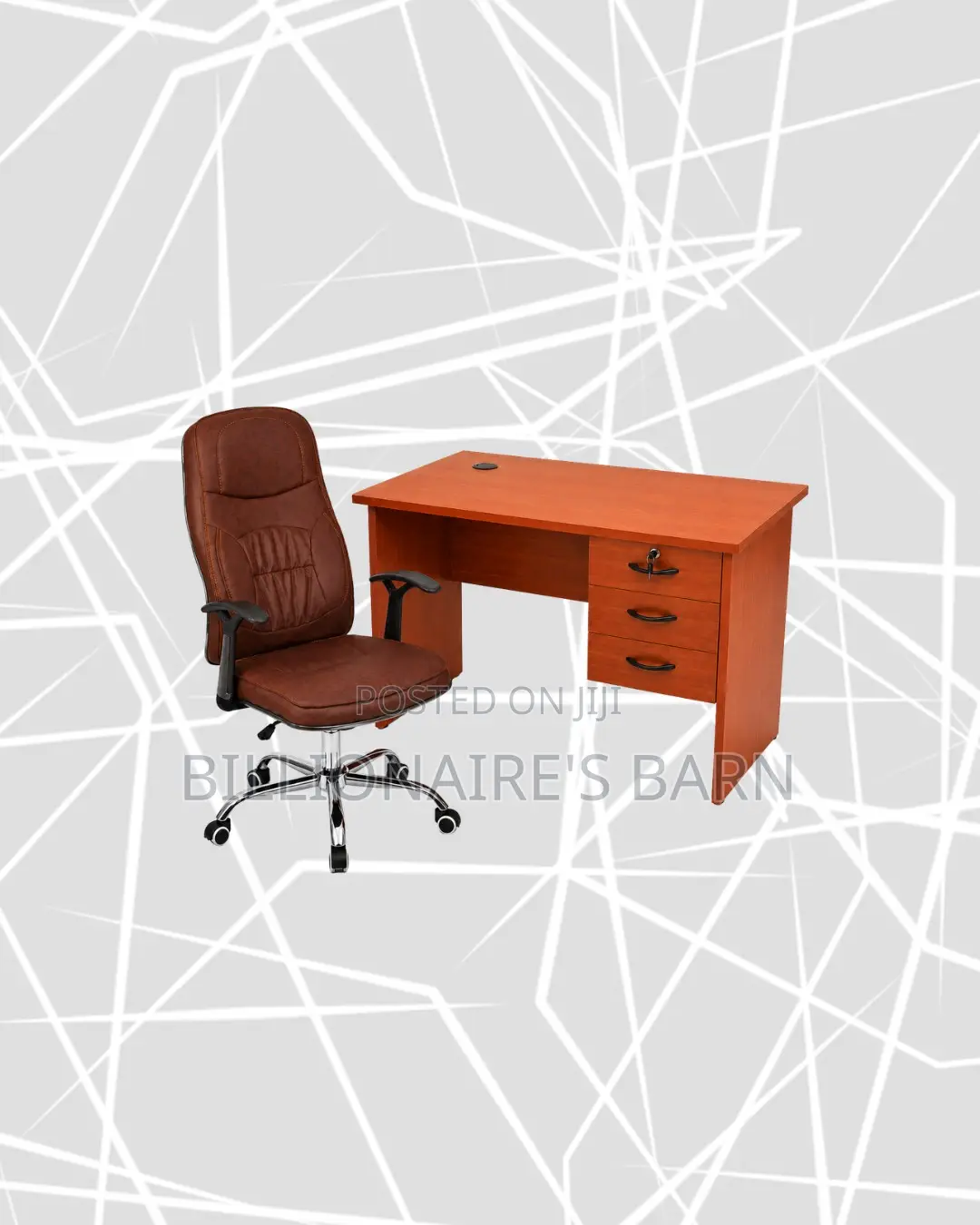 Practical 1m Desk and Brown Executive Leather Chair for Focused Work