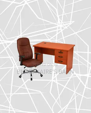 Practical 1m Desk and Brown Executive Leather Chair for Focused Work