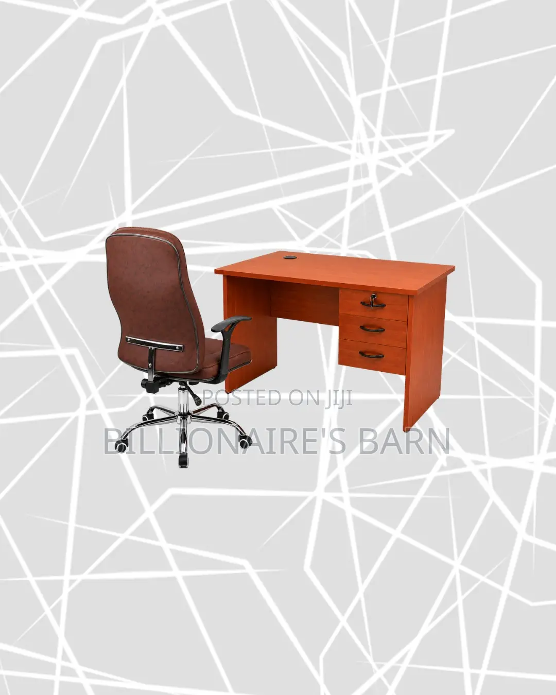 Practical 1m Desk and Brown Executive Leather Chair for Focused Work