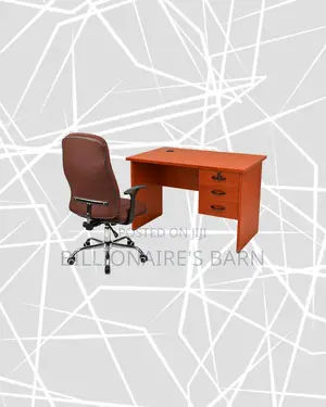 Practical 1m Desk and Brown Executive Leather Chair for Focused Work