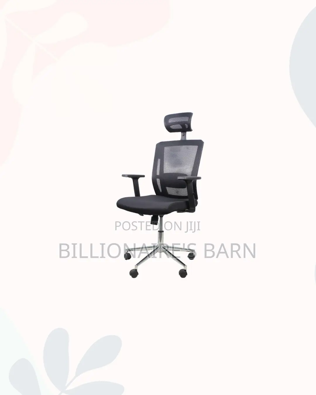 Black Mesh Office Chair With Headrest for Reception and Guest Use