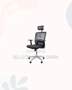 Black Mesh Office Chair With Headrest for Reception and Guest Use