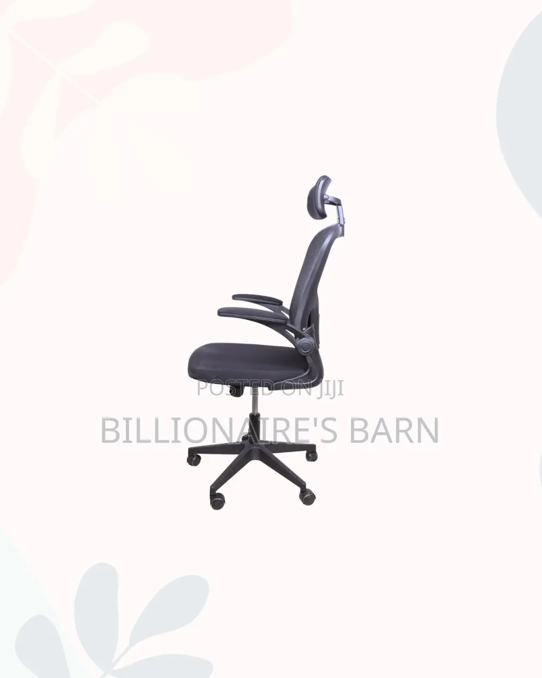 Grey Ergonomic Office Chair With Headrest for Reception and Guest Use