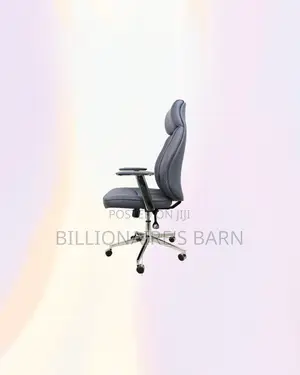 Grey Executive Leather Chair High Back for Reception and Guest Use