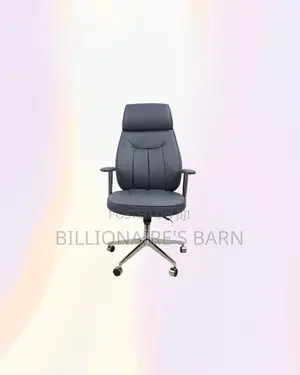 Grey Executive Leather Chair High Back for Reception and Guest Use