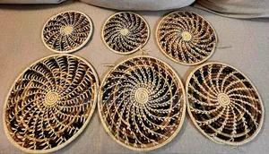 Handwoven African Wall Basket Gallery Set of 6, Boho Decor (Karen)