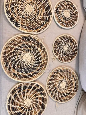 Handwoven African Wall Basket Gallery Set of 6, Boho Decor (Karen)