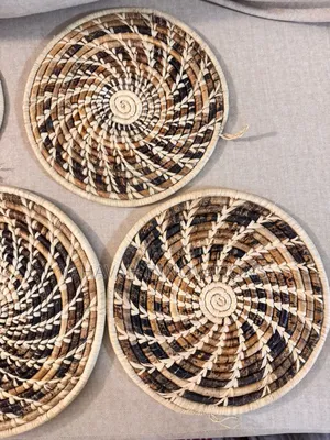 Handwoven African Wall Basket Gallery Set of 6, Boho Decor (Karen)