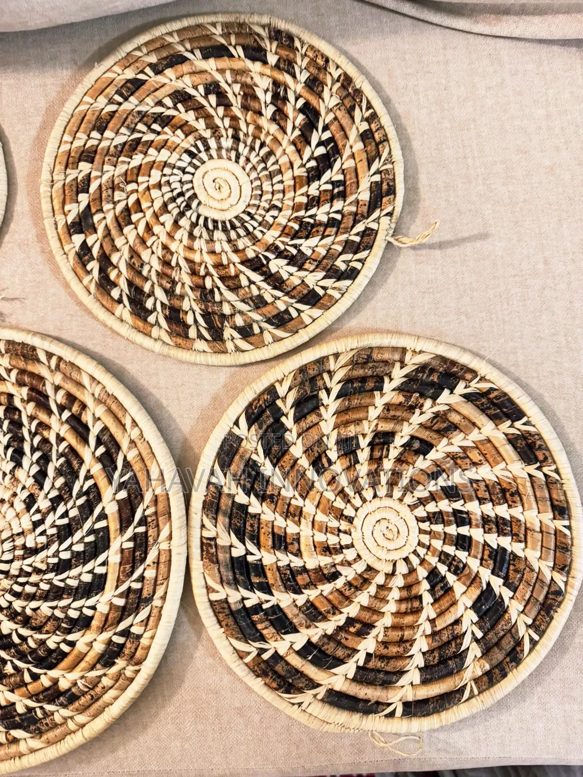 Handwoven African Wall Basket Gallery Set of 6, Boho Decor (Karen)