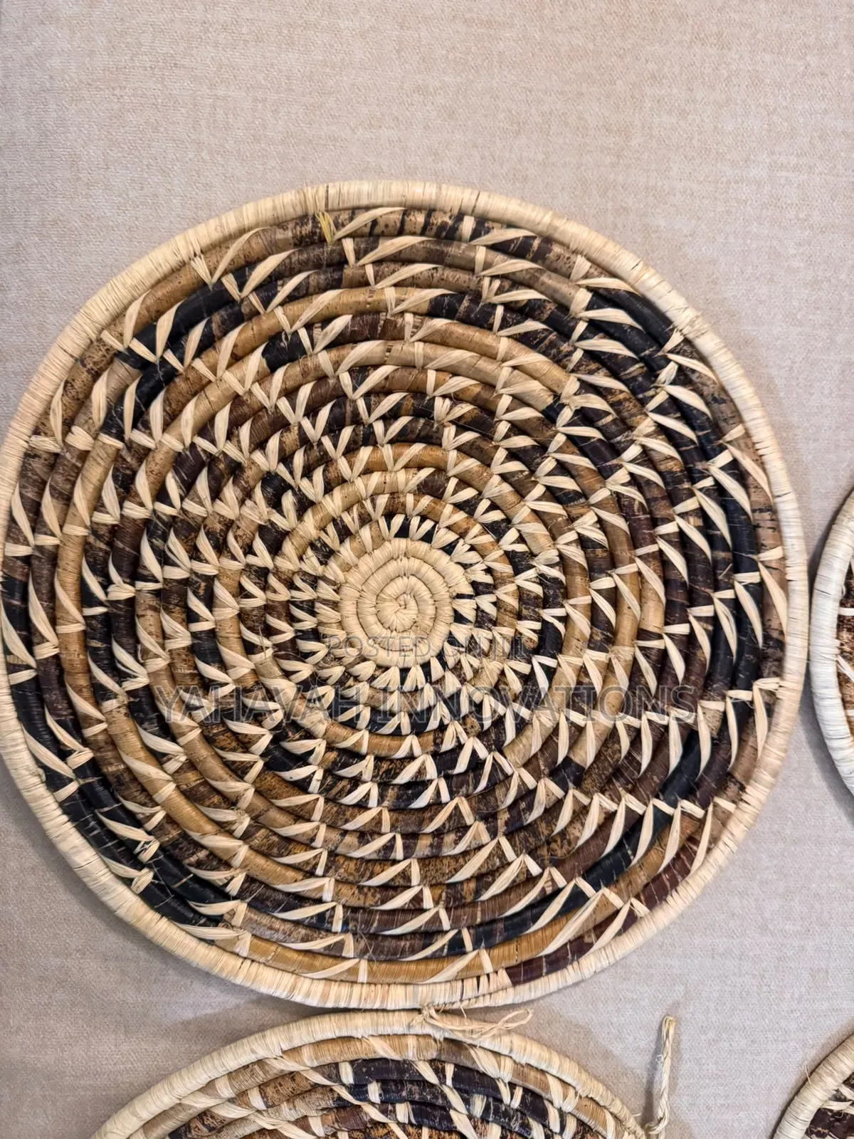 Handwoven African Wall Basket Gallery Set of 6, Boho Decor (Karen)