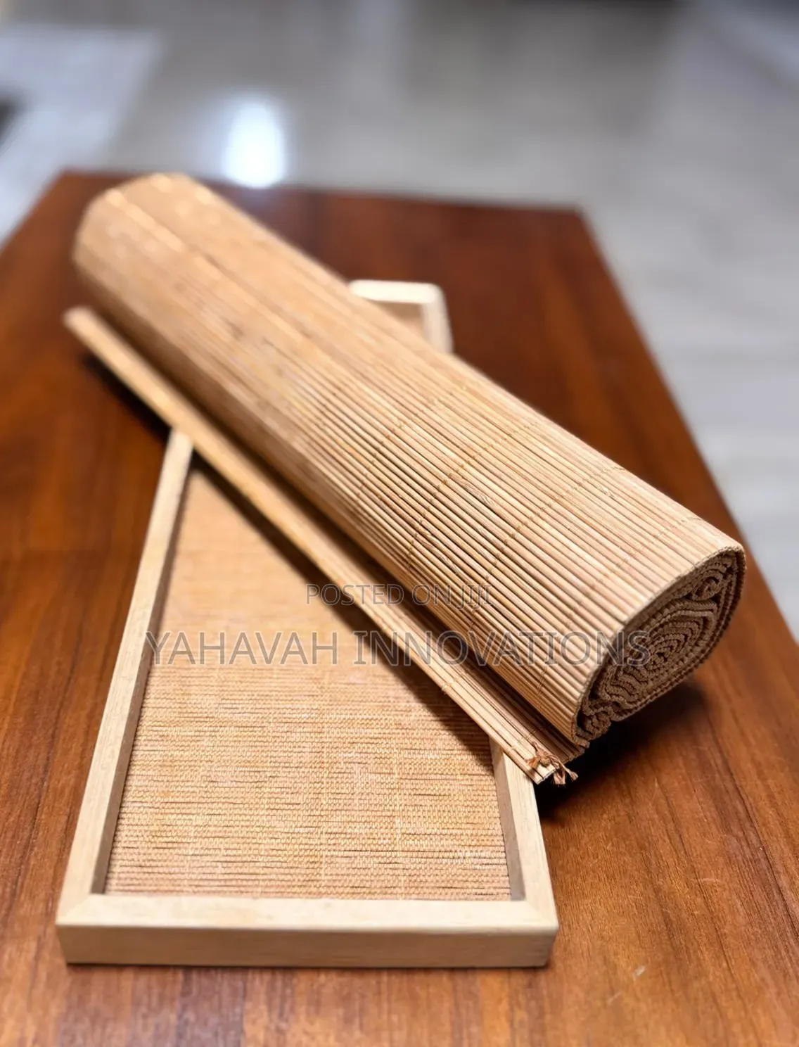 Natural Bamboo Table Runner Wooden Serving Tray Set (Karen)