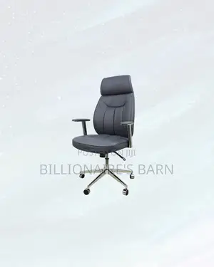 Grey Executive Leather Chair High Back for Flexible Desk Setups
