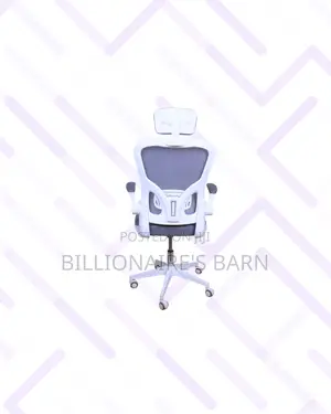 White Ergonomic Office Chair With Headrest for Quiet Floor Movement