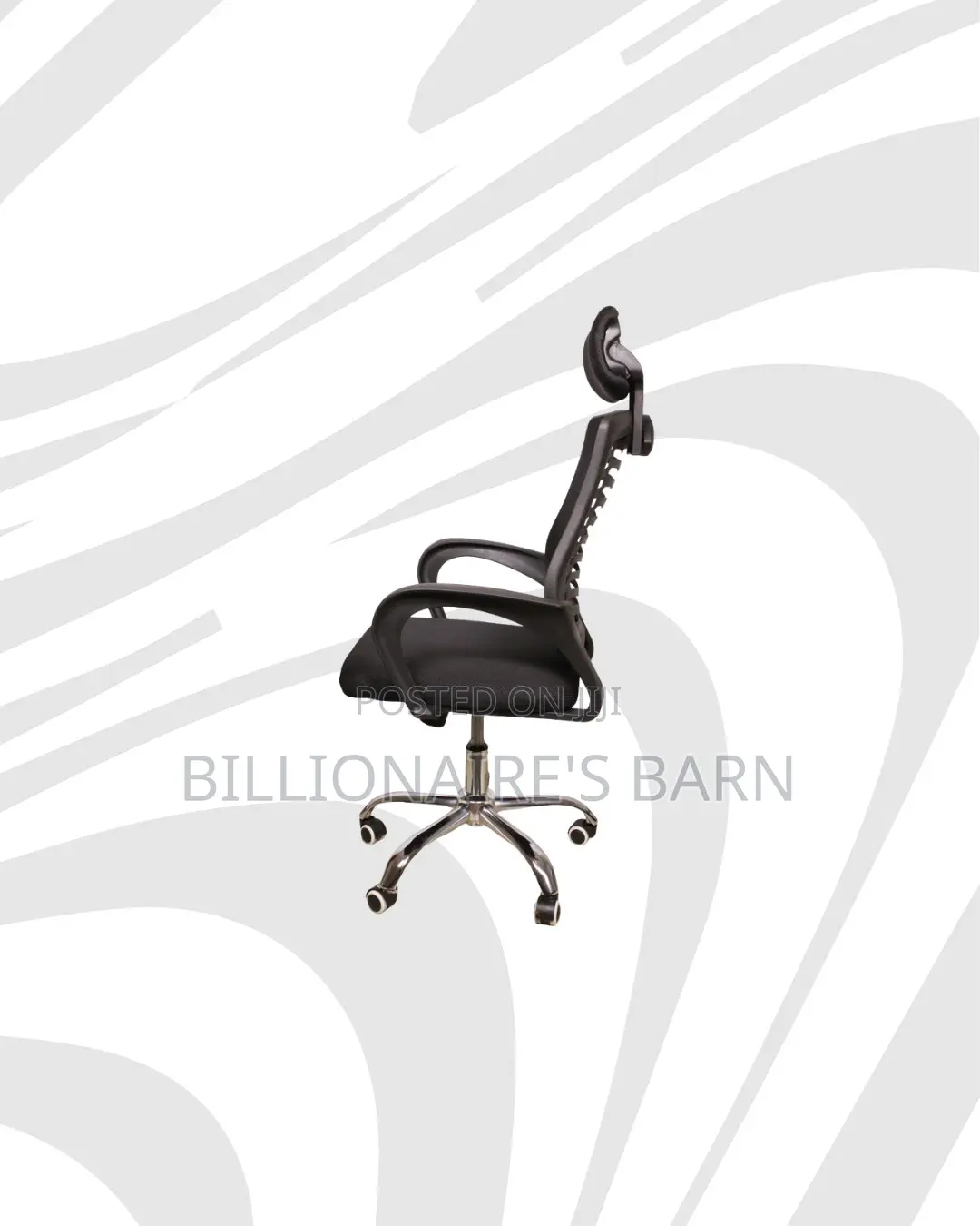 Secretarial Mesh Chair With Headrest for Quiet Floor Movement