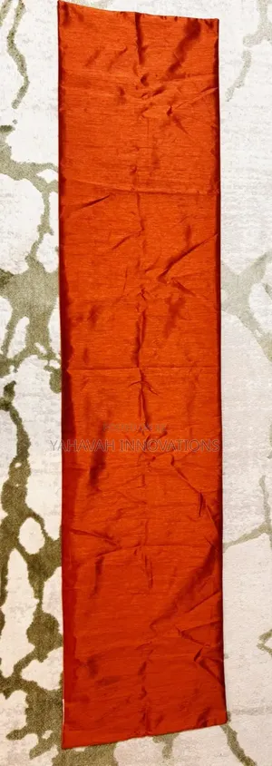 Stunning Oriental Table Runner Burnt Orange Gold Leaf Velvet Satin