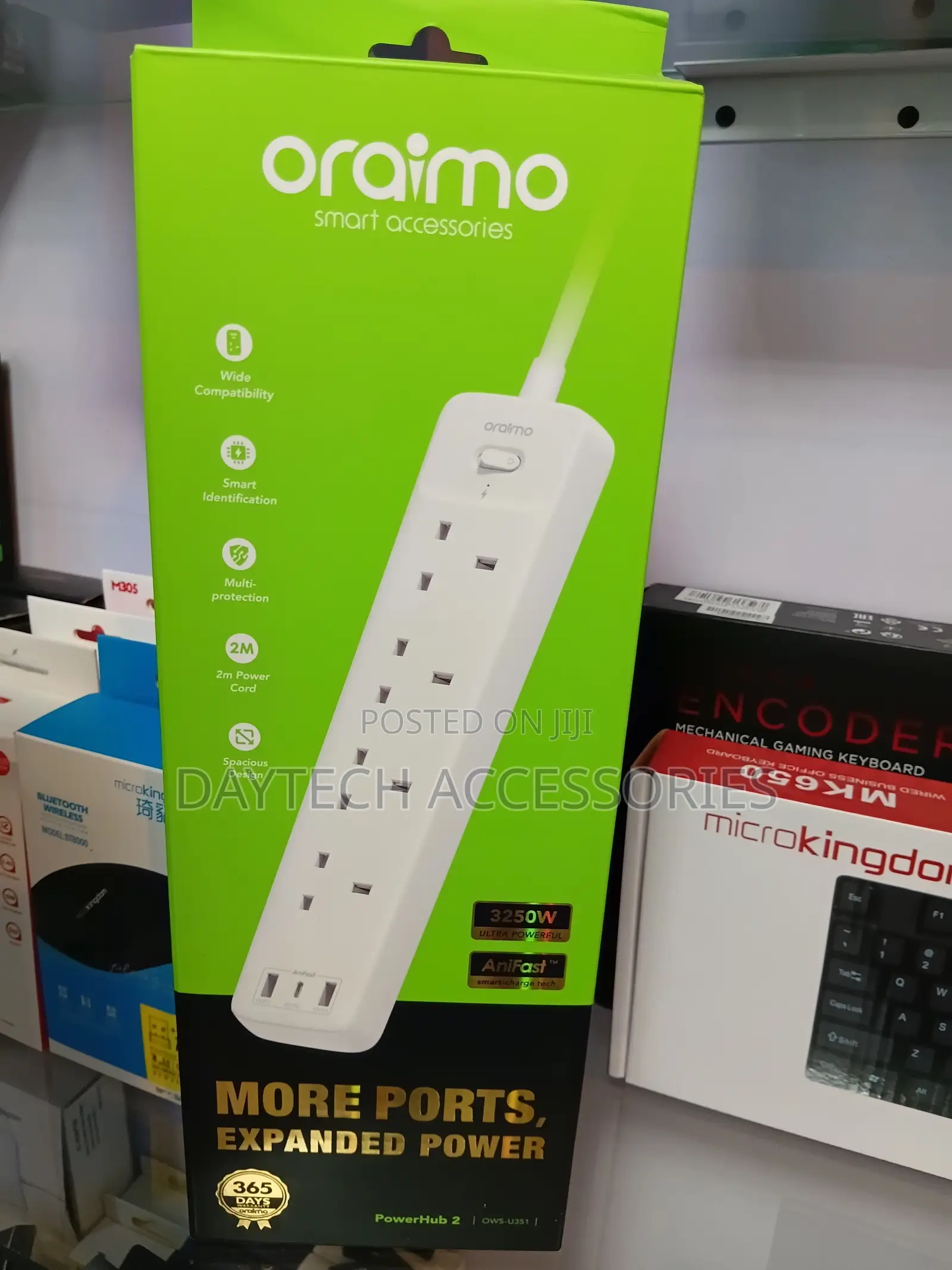 Oraimo Ows-U351 4-Way With With 2 Usb Type-Ac Port Power Strip.