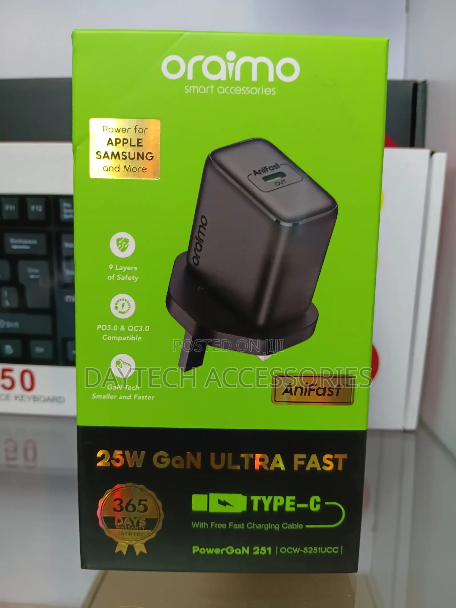 This Is an Oraimo Powergan 251 25w Fast Charger (Model Ocw-5251ucc)