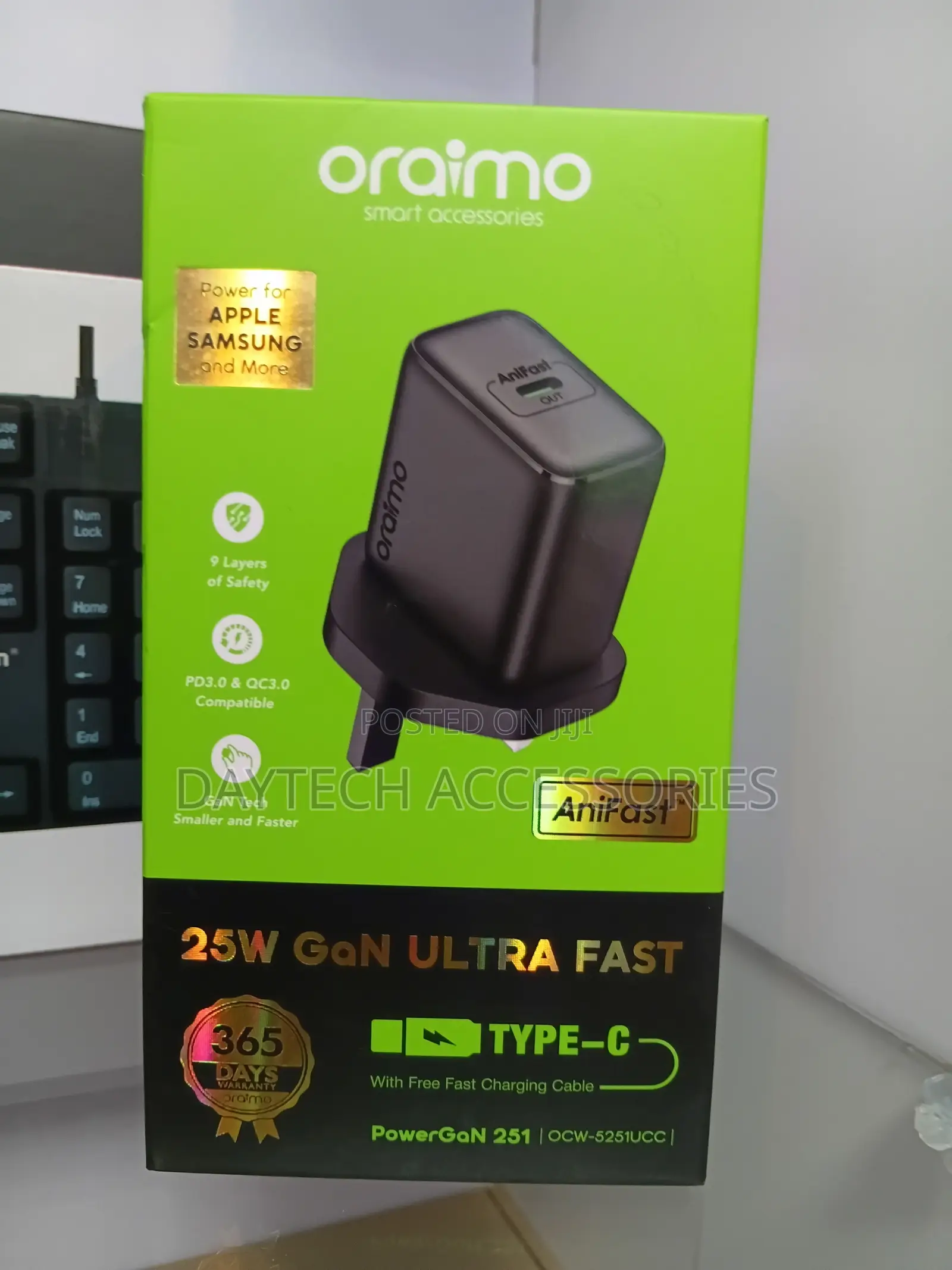 This Is an Oraimo Powergan 251 25w Fast Charger (Model Ocw-5251ucc)