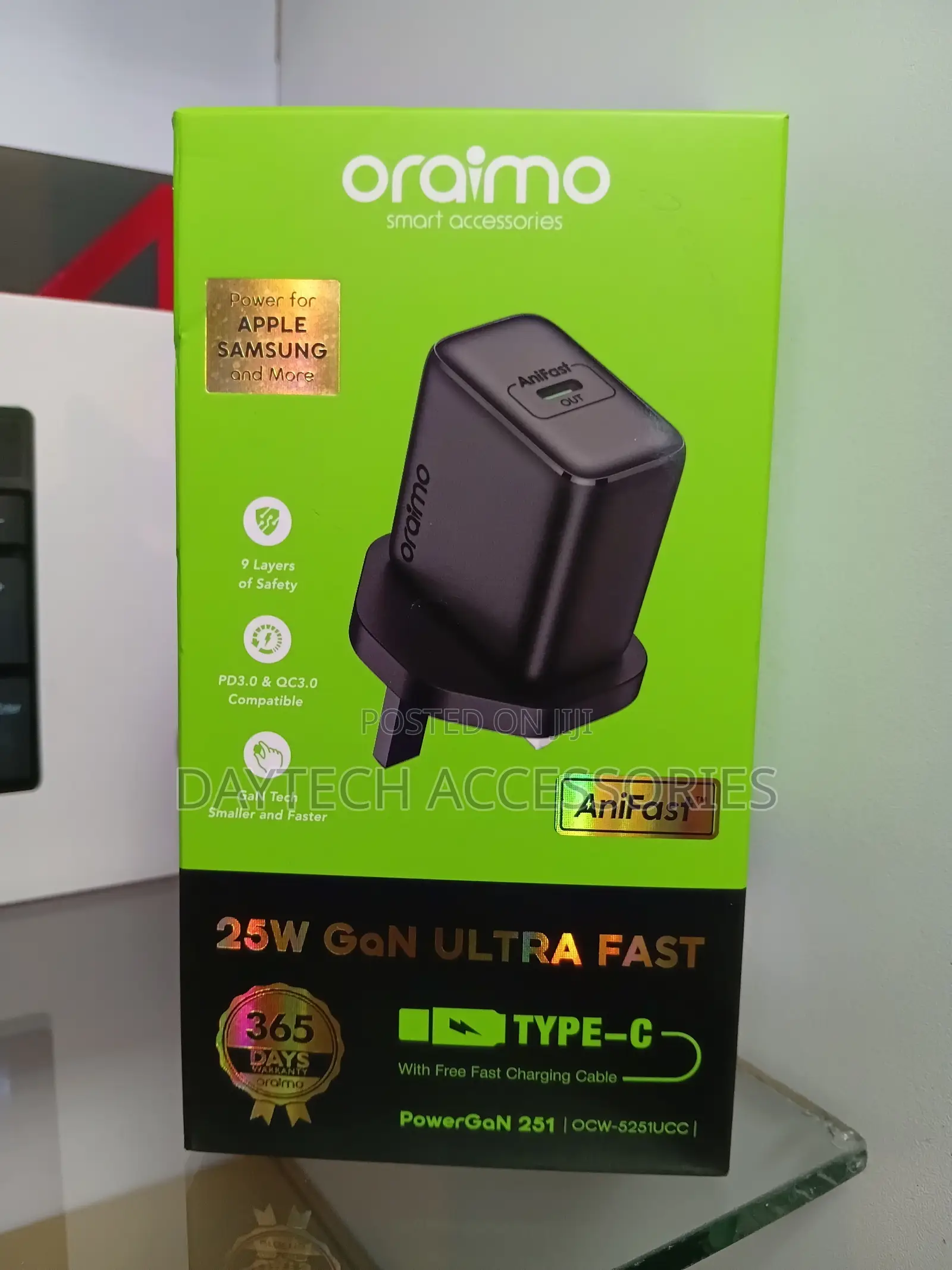 This Is an Oraimo Powergan 251 25w Fast Charger (Model Ocw-5251ucc)