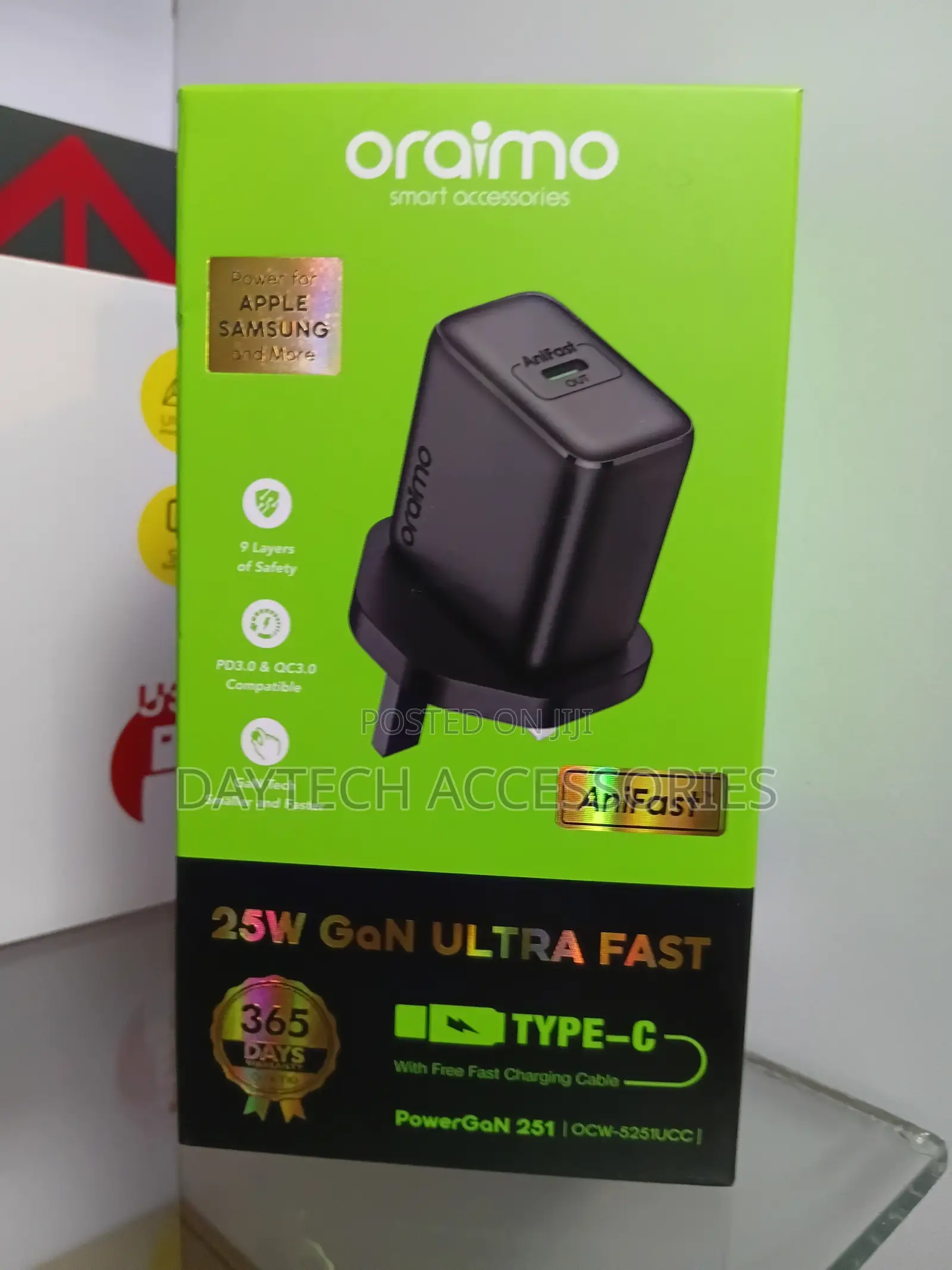 Oraimo Powergan 251 25w Gan Fast Mini Charger - Black