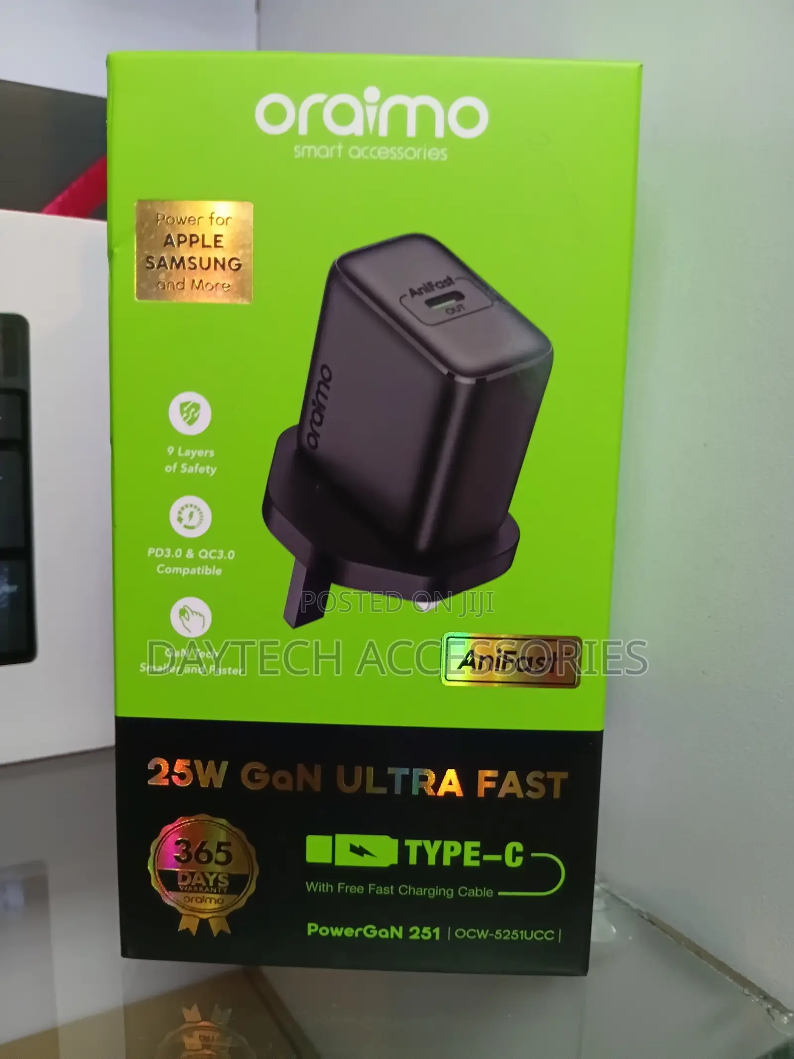Oraimo Powergan 25w (Ocw-5251ucc) Ultra-Fast Wall Charger.