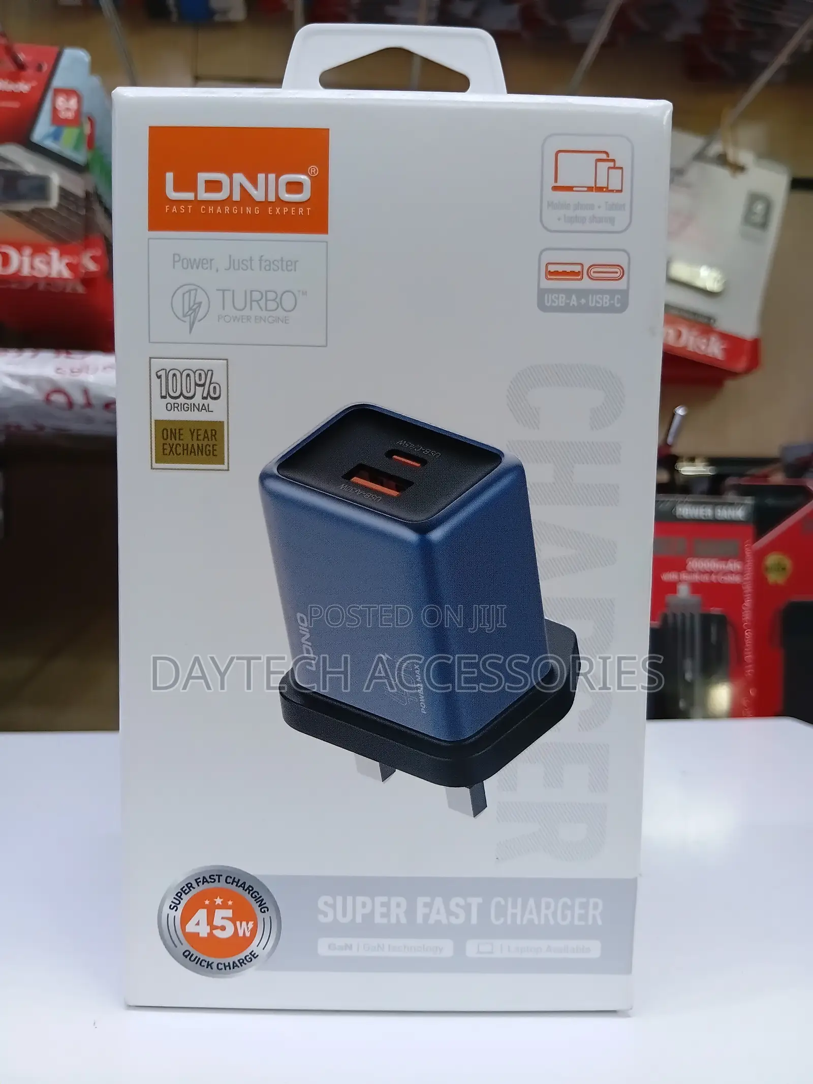 Ldnio 45w Usb-C/a Super Fast Charger Adapter - Black