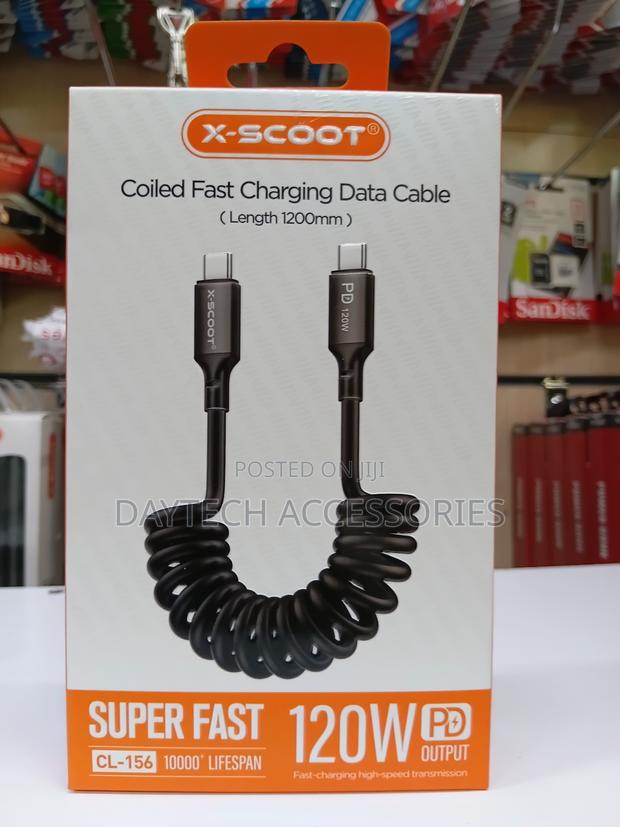 X-Scoot Coiled Fast Charging Data Cable Usb-C to Usb-C Cable - thumbnail 2