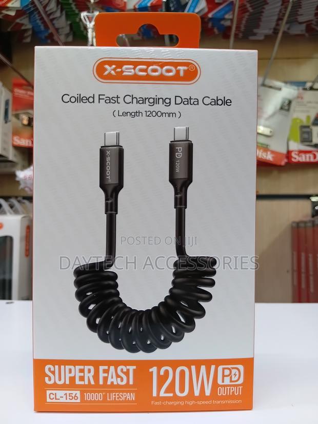 X-Scoot Coiled Fast Charging Data Cable Usb-C to Usb-C Cable - thumbnail 3