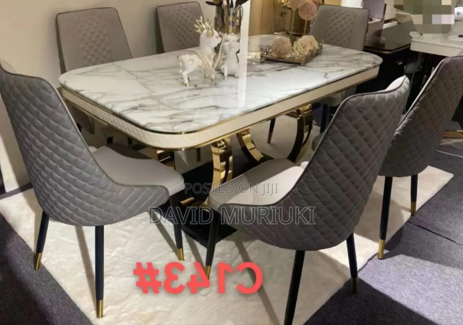 6 Sitter Executive Modern Advanced Marble Dining Table.