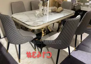 6 Sitter Executive Modern Advanced Marble Dining Table.