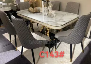 6 Sitter Executive Modern Advanced Marble Dining Table.