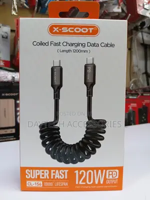 X-Scoot Spiral Series Pd Usb-C to Usb-C Cable - 1.2m