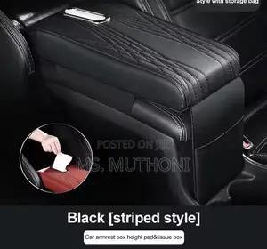 Quality Black Striped Universal Car Armrest Cushion Booster Pad,