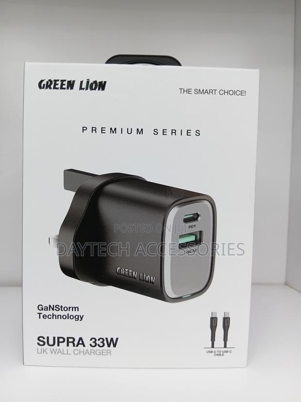 Green Lion Supra 33w Uk Wall Charger – Black/Grey