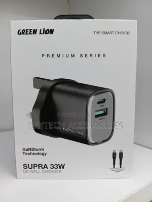 Green Lion Supra 33w Uk Wall Charger – Black/Grey