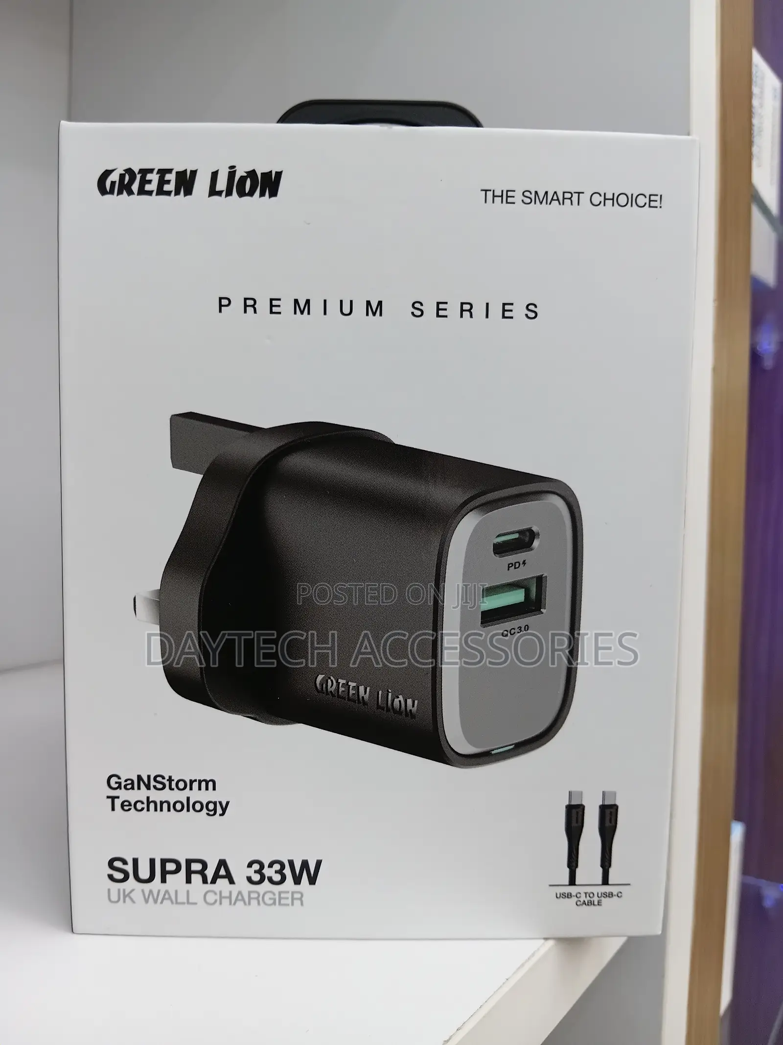 Green Lion Wall Charger Supra - 33w Gan With Usb-C Cable.