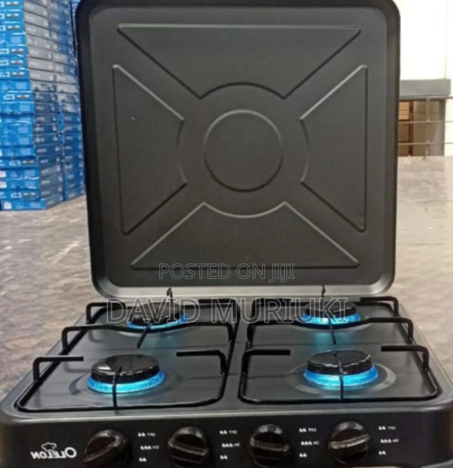 Olelon 4 Burner Gas Stove Cooker With Cover Lid