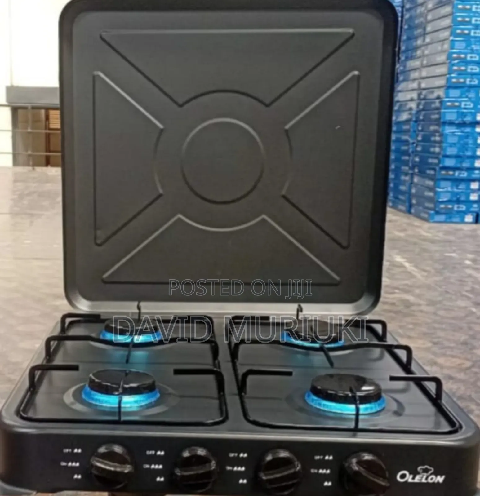 Olelon 4 Burner Gas Stove Cooker With Cover Lid