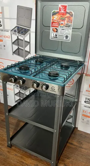 Eurochef Full Gas Standing Cooker With Shelves.