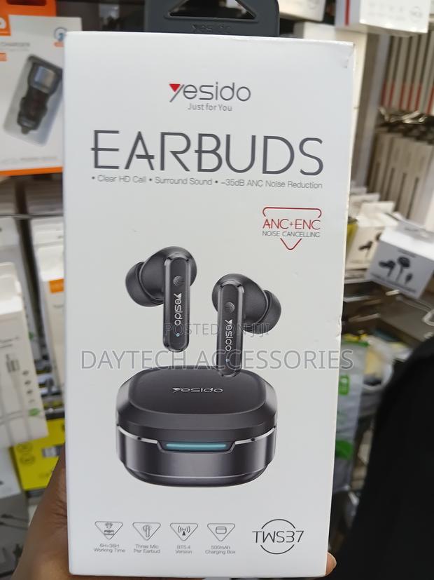 Yesido Tws37 True Wireless Earbuds Featuring a Sleek Black Design .