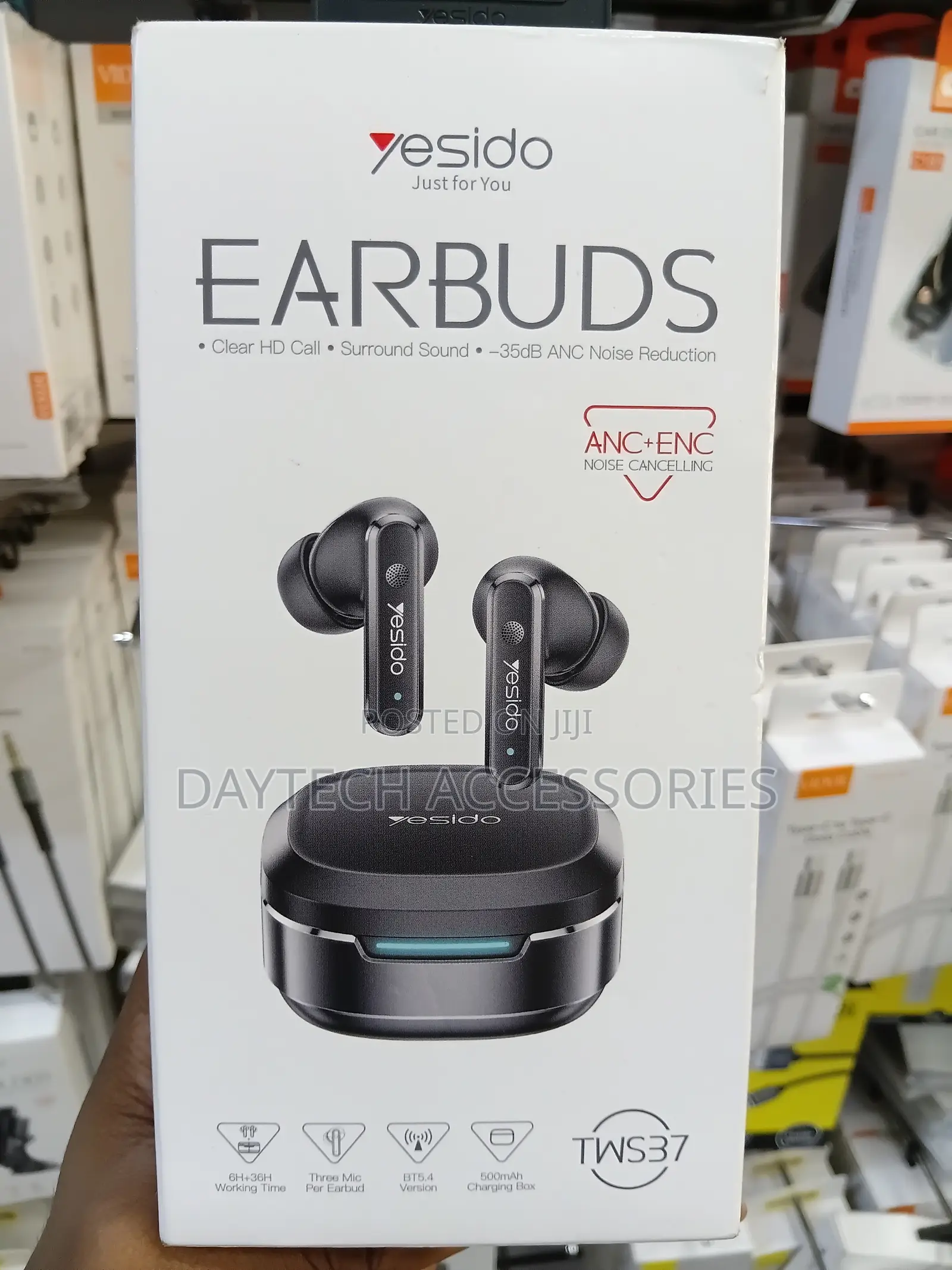Yesido Tws37 True Wireless Earbuds Featuring a Sleek Black Design .