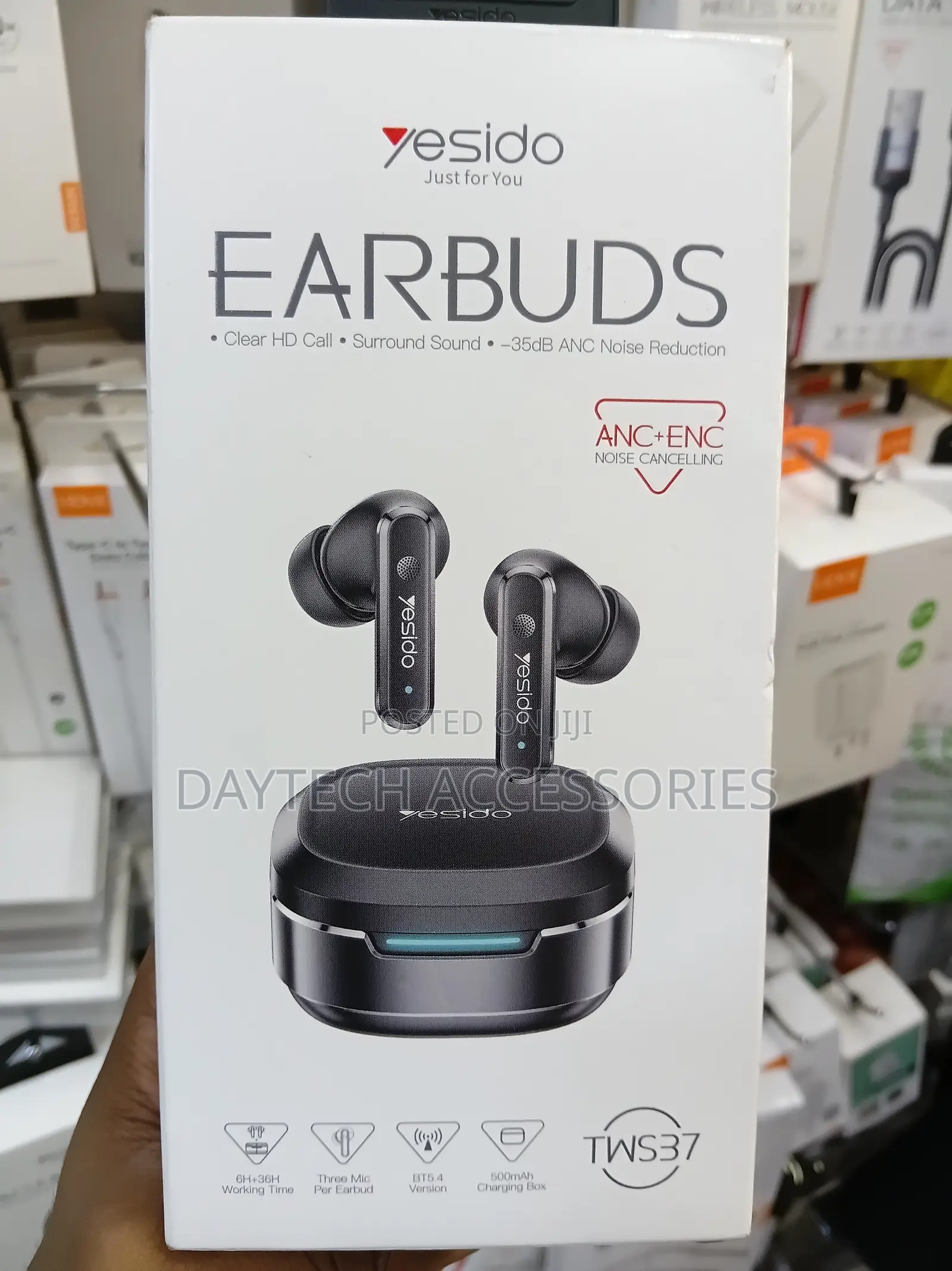 Yesido Tws37 True Wireless Earbuds Featuring a Sleek Black Design .