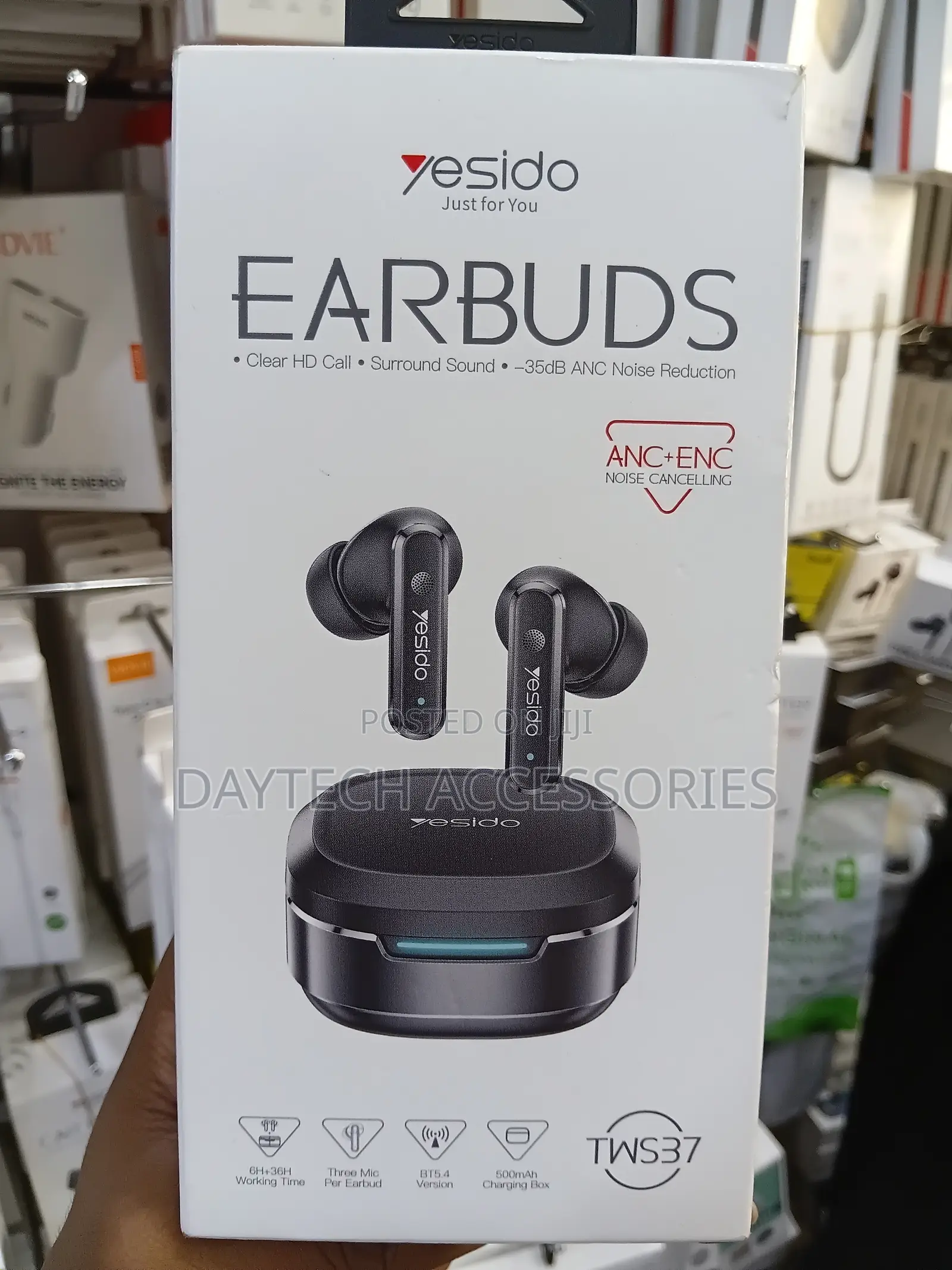 Yesido Tws37 True Wireless Earbuds Featuring a Sleek Black Design .