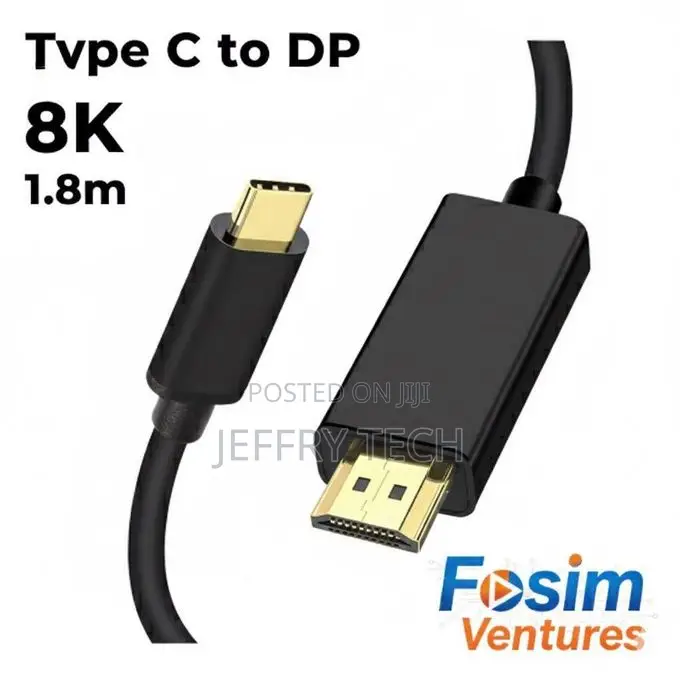 Usb Type-c To Displayport Cable – Ultra Hd, 1.8m (Black)