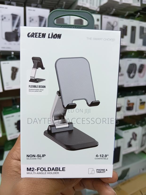Green Lion M2 Foldable Multi-Angle Phone Holder Stand - Black - thumbnail 4