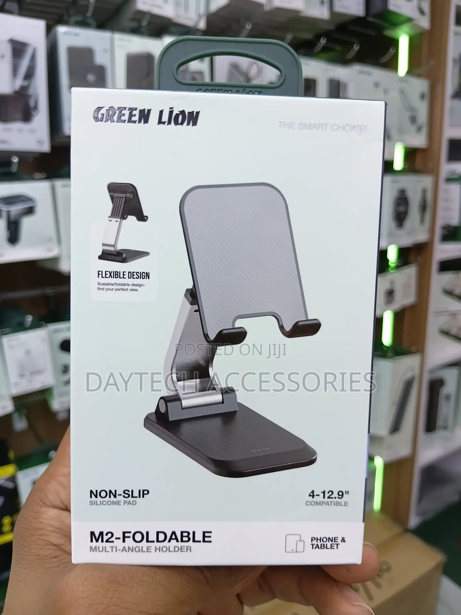This Is a Green Lion M2 Foldable Mobile Holder Stand in Black.