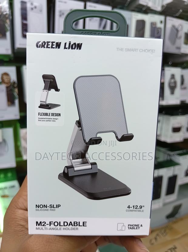 This Is a Green Lion M2 Foldable Mobile Holder Stand in Black. - thumbnail 4